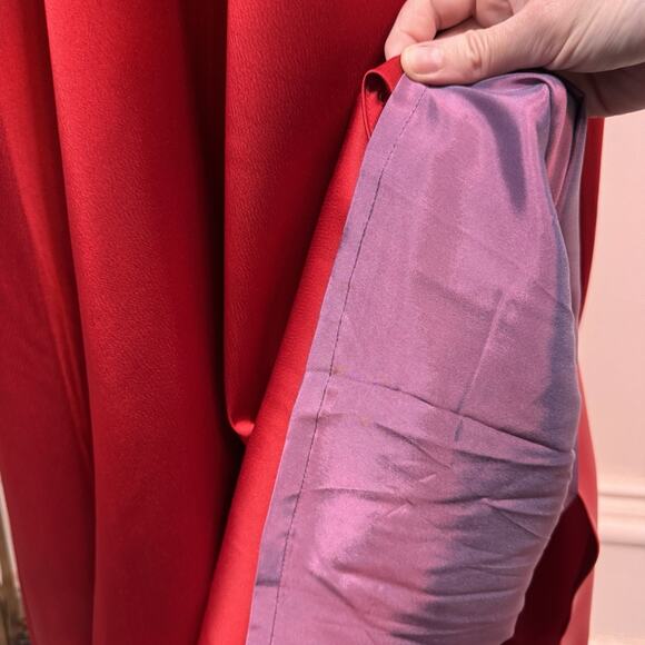 Talbot Runhof Draped Wrap Detail Sleeveless Crepe Satin Gown Red Size 8 Formal - Picture 13 of 16